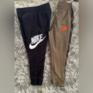 Nike Kids Black and Olive Joggers with Camo Detail